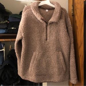 soft purple quarter zip sweatshirt